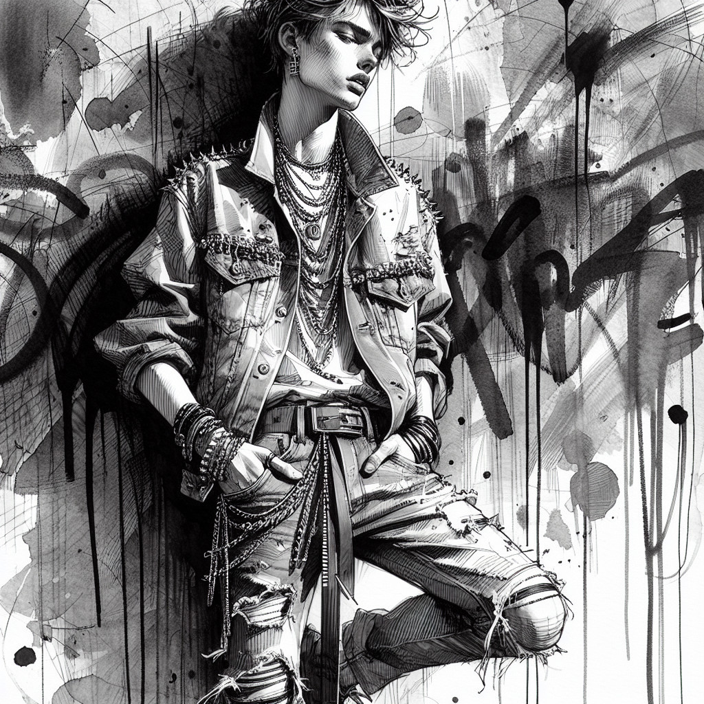 Monochromatic Illustration of Urban Fashion Style