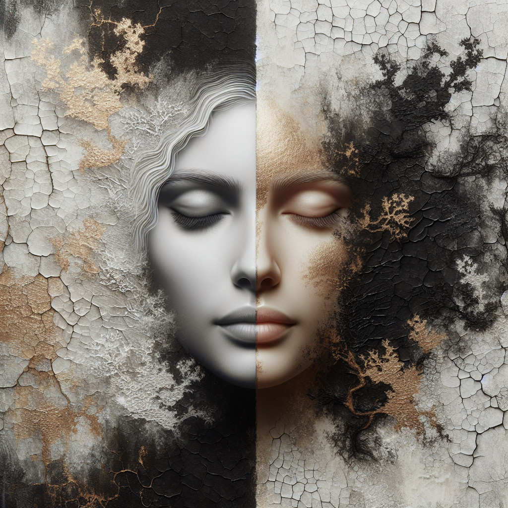Split-Face Design Showcasing Light and Shadow Themes