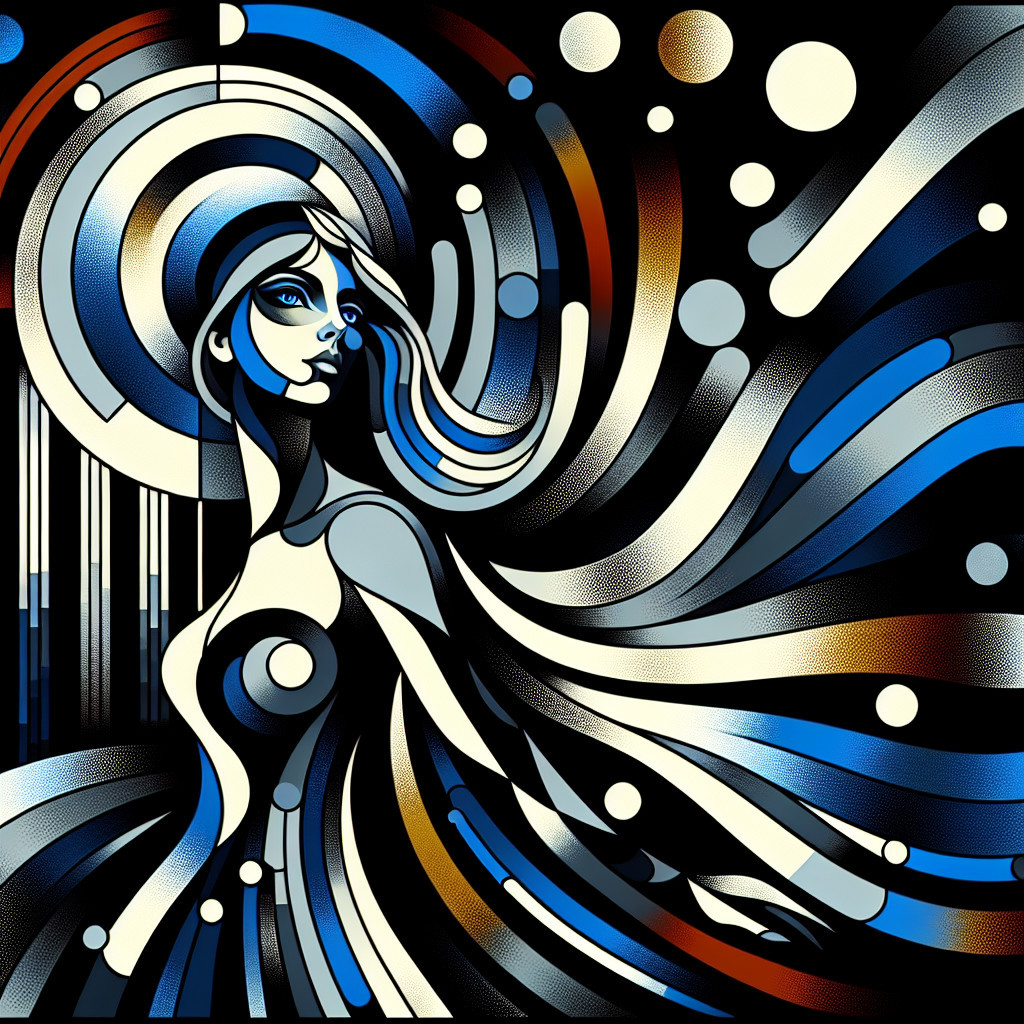 Stylized Woman with Flowing Hair in Abstract Colors