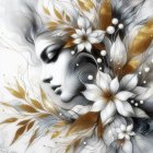 Silhouette of Woman's Face with Nature Elements