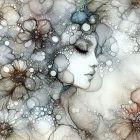 Ethereal Woman with Turquoise Hair and Floral Surroundings