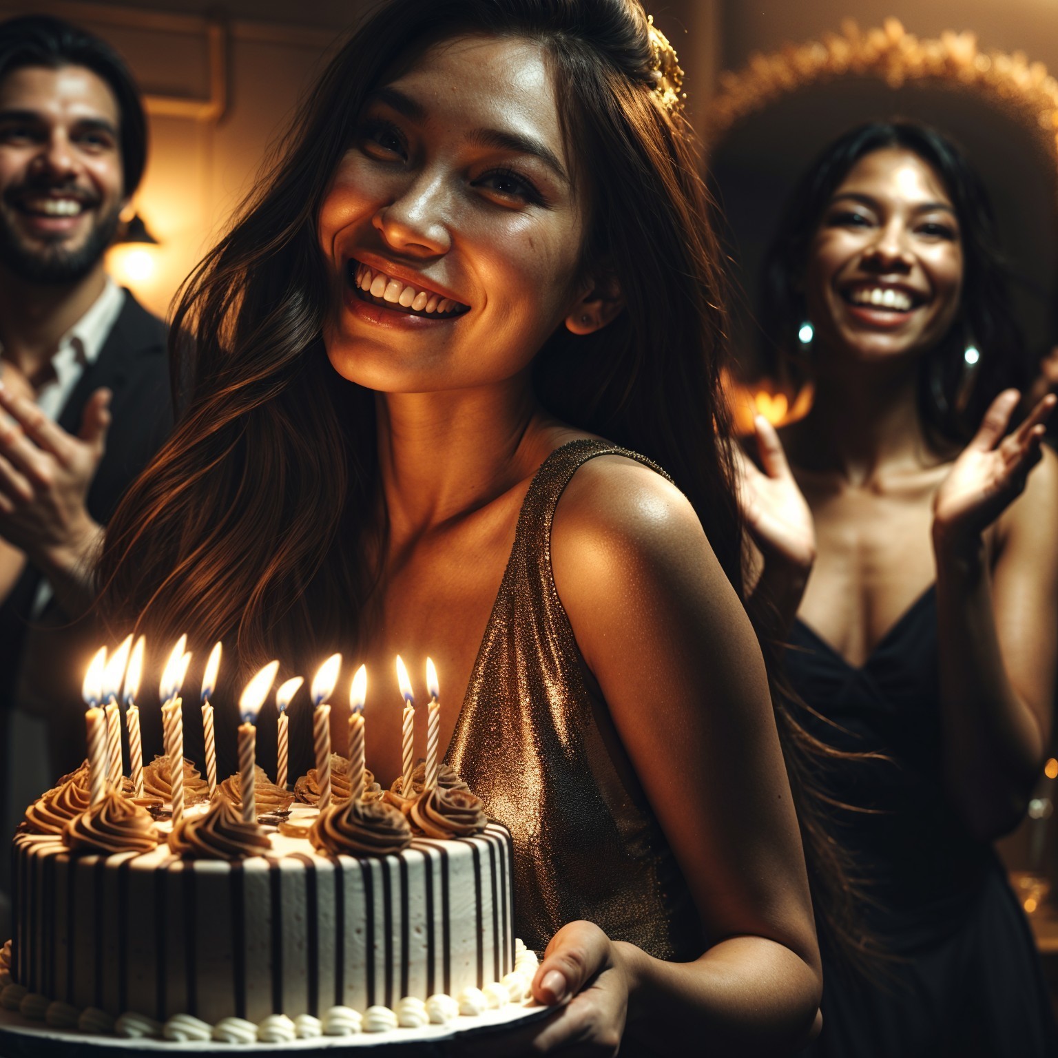 Joyful Celebration with Friends and Cake