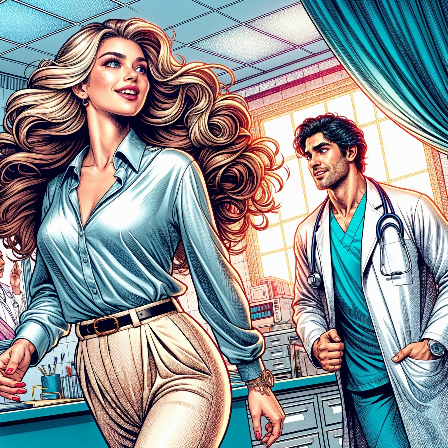 Stylish Woman in Modern Medical Office Setting