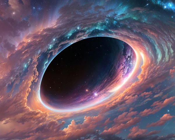 Cosmic Scene with Vortex of Colors and Black Hole