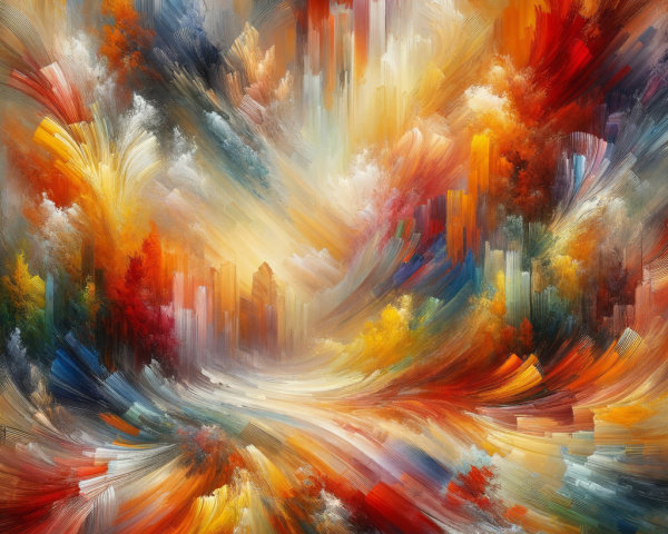 Vibrant Abstract Composition with Warm Color Swirls