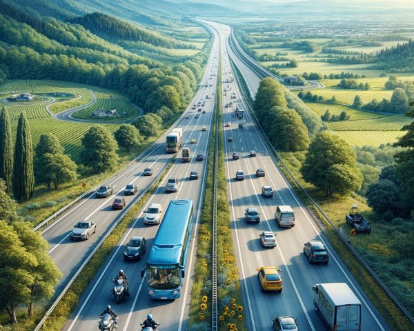 Picturesque Highway Through Lush Green Landscapes