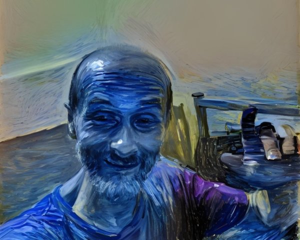 Cheerful man with thumbs-up in vibrant blue tones