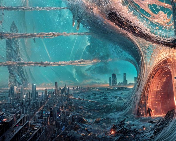 Futuristic Surreal Landscape with Crystalline Structures