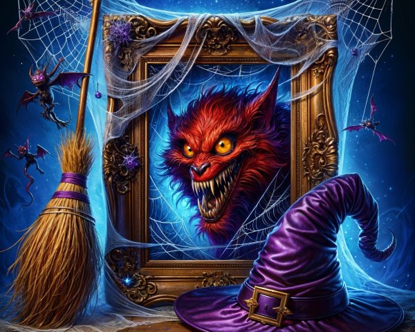 Vibrant Halloween Scene with Spooky Elements