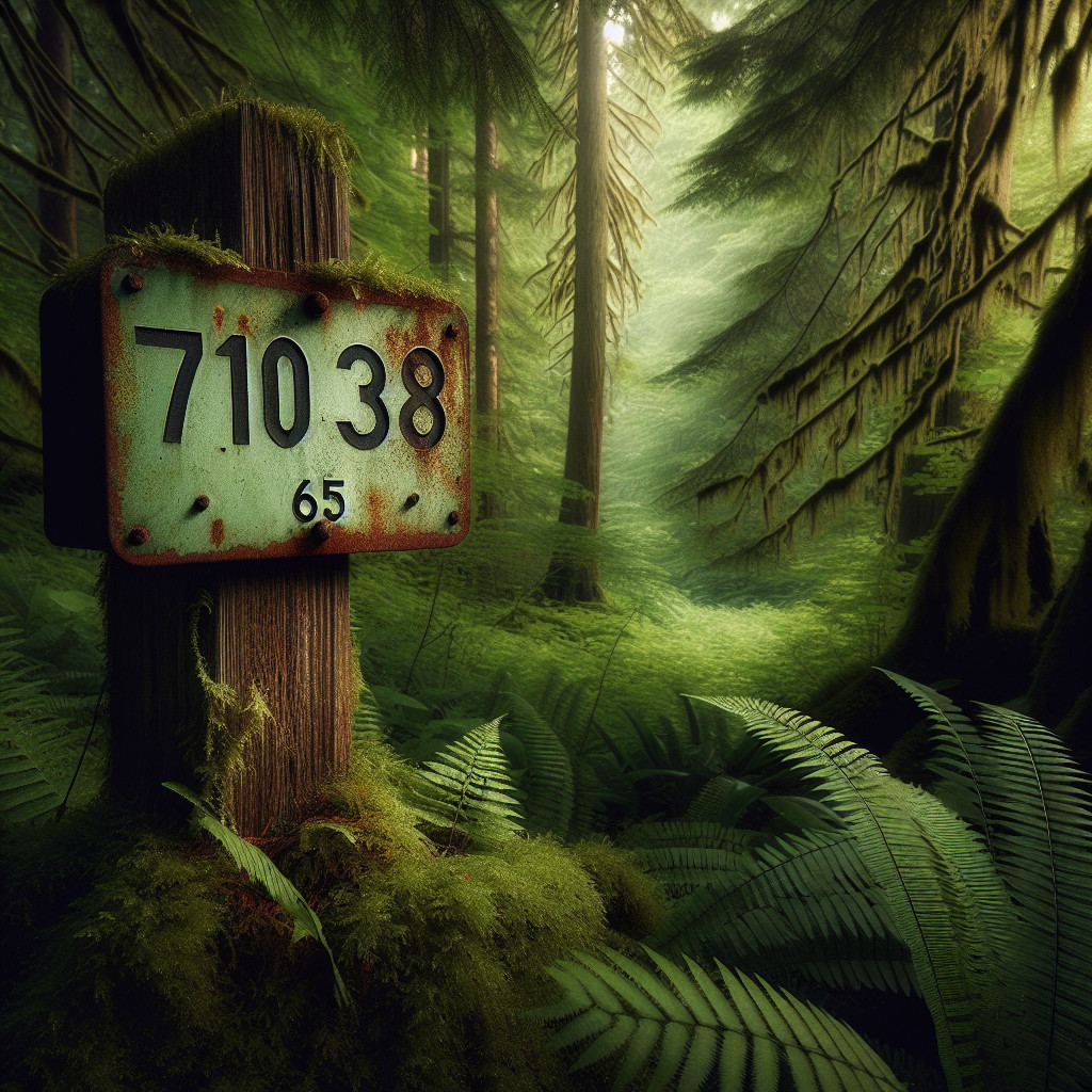 Rustic Metal Sign in a Lush Forest Environment