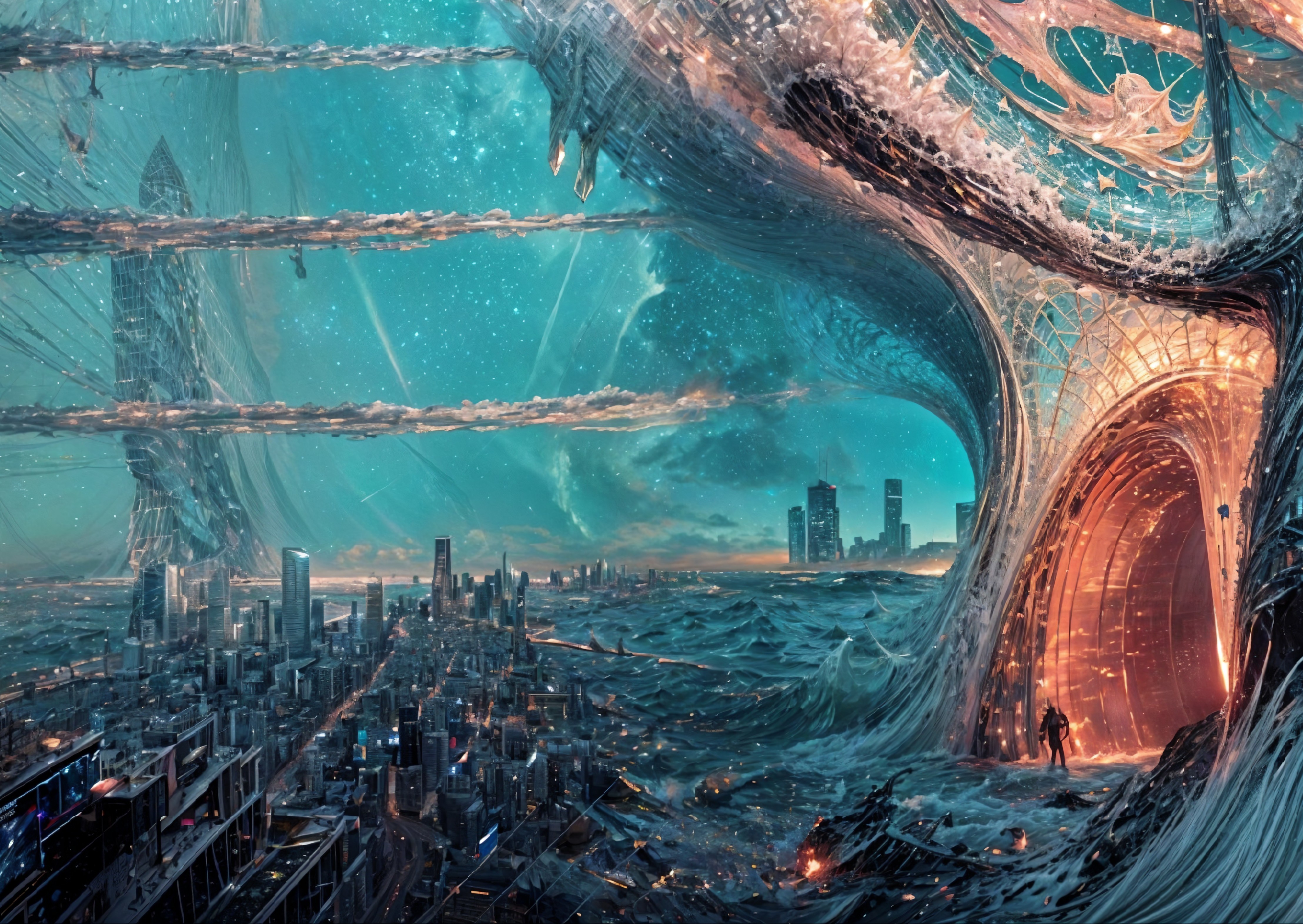 Futuristic Surreal Landscape with Crystalline Structures