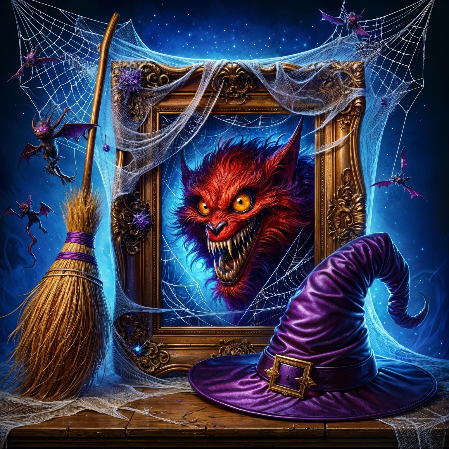 Vibrant Halloween Scene with Spooky Elements