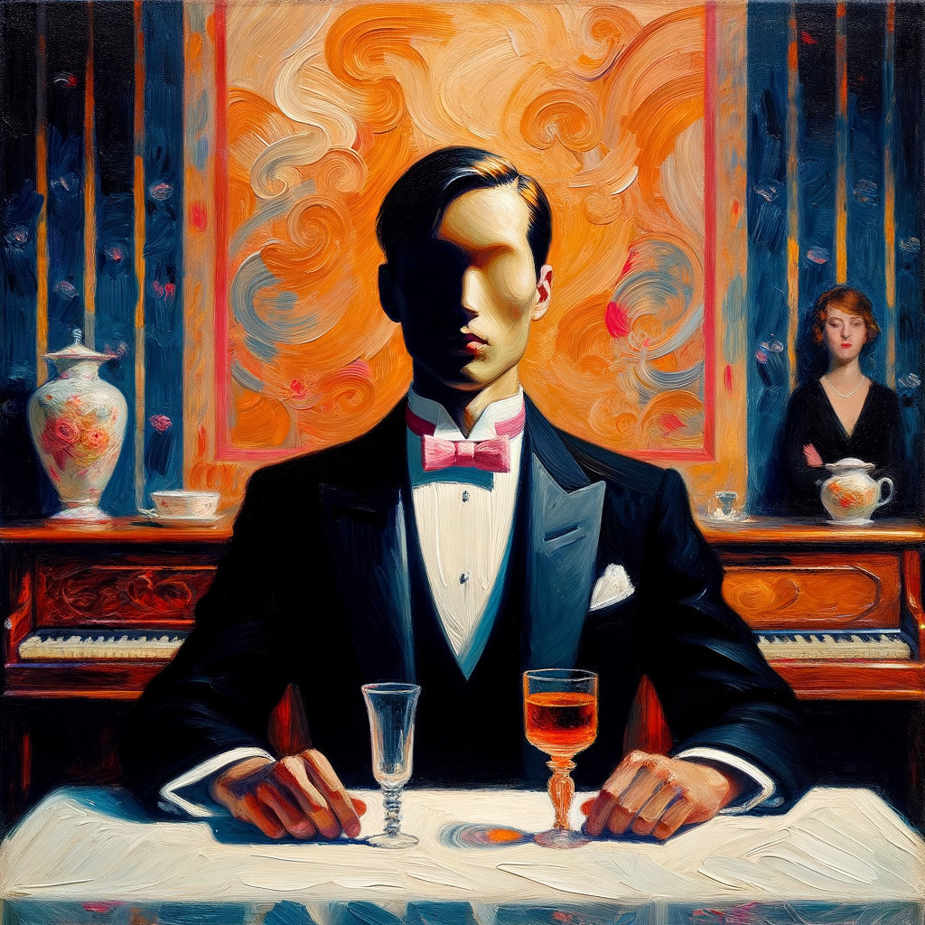 Elegant Man in Tuxedo at Colorful Table Setting