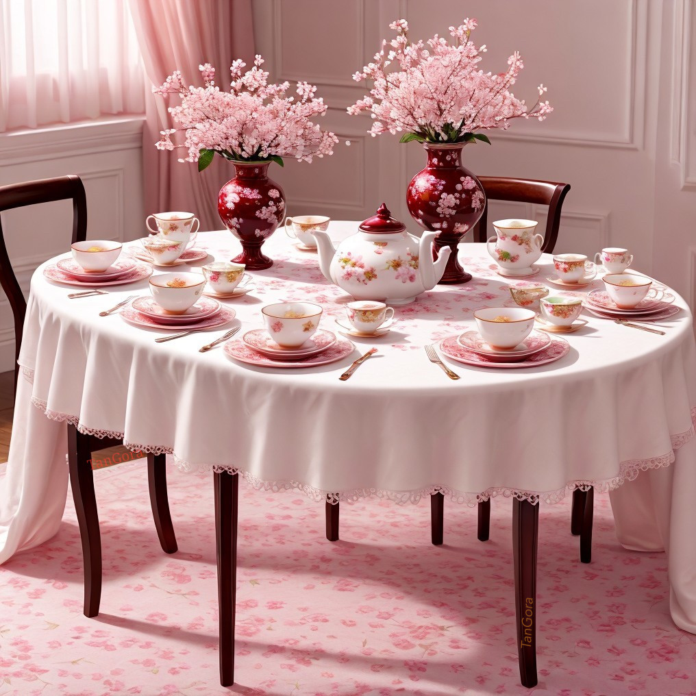 Elegant Dining Table with Cherry Blossoms and China