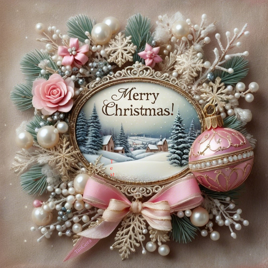 Elegant Christmas Card with Floral Wreath Design