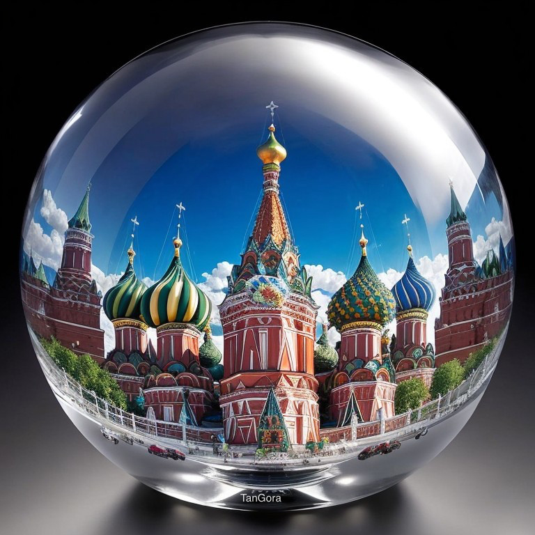 Spherical depiction of Saint Basil's Cathedral and Kremlin