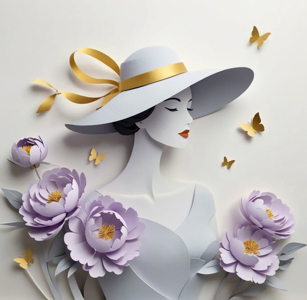 Delicate Paper Cut Art of Woman with Elegant Hat