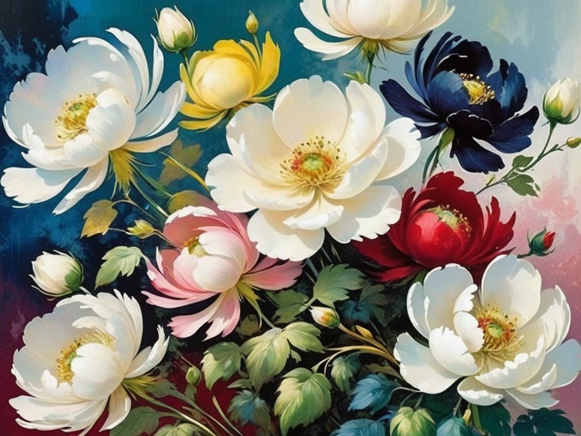 Vibrant Bouquet of Colorful Flowers with Peonies