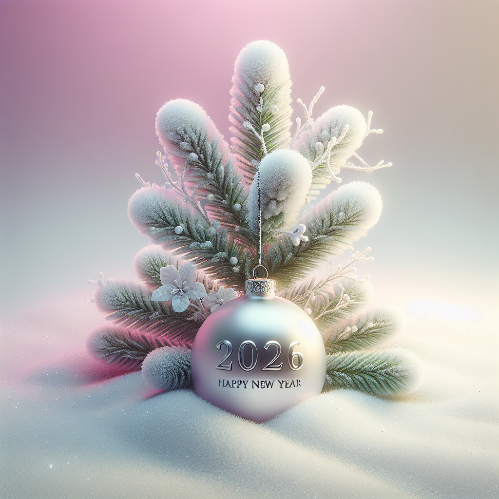 Miniature Christmas Tree with Snow and Silver Ornament