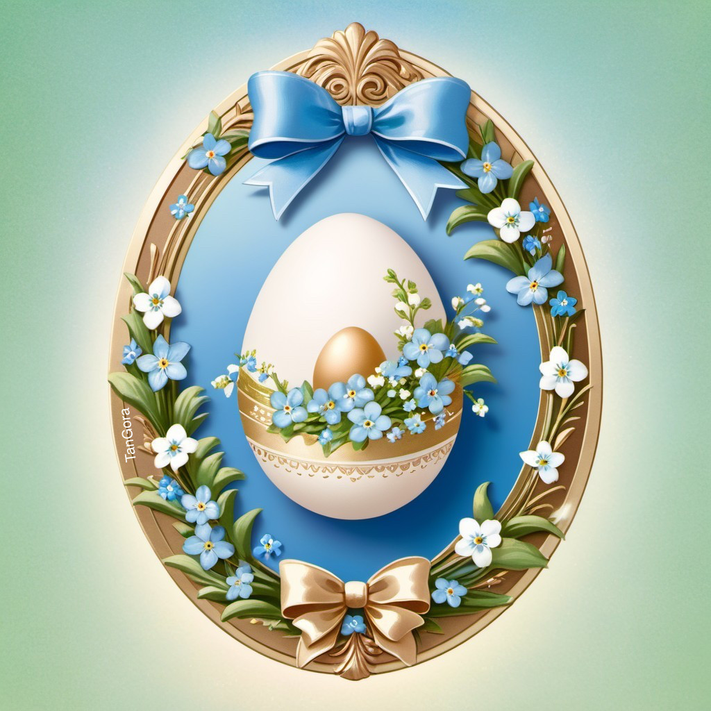 Decorative Oval Frame with Floral Egg Design