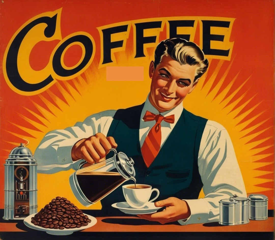 Retro Coffee Advertisement with Vibrant Background