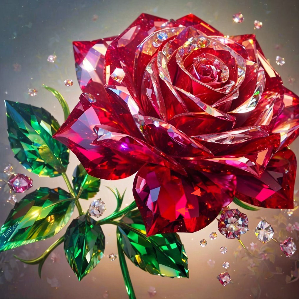 Gemstone Rose Arrangement with Faceted Petals
