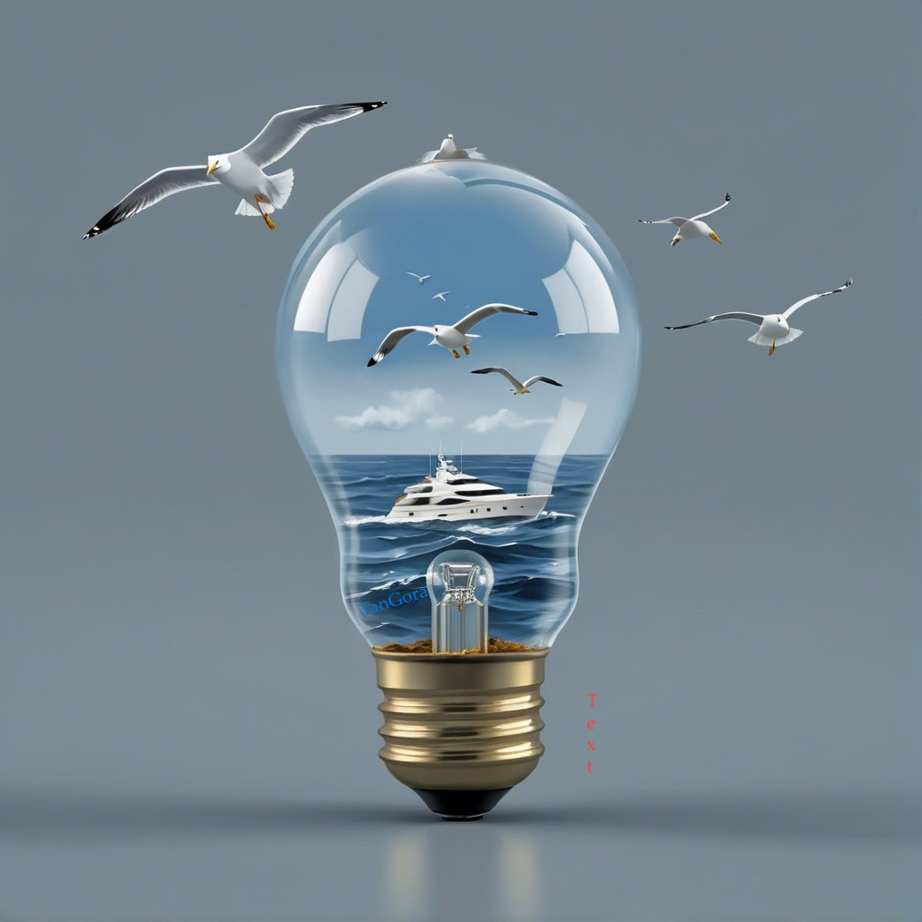 Surreal Light Bulb with Seascape and Yacht Scene