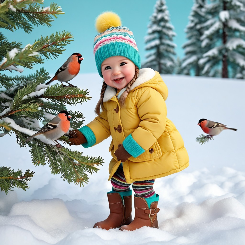 A fun winter activity in a snow-covered forest
