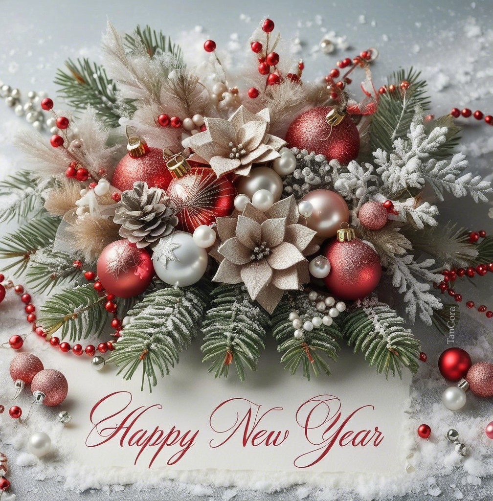 Festive Arrangement with Red and Gold Ornaments