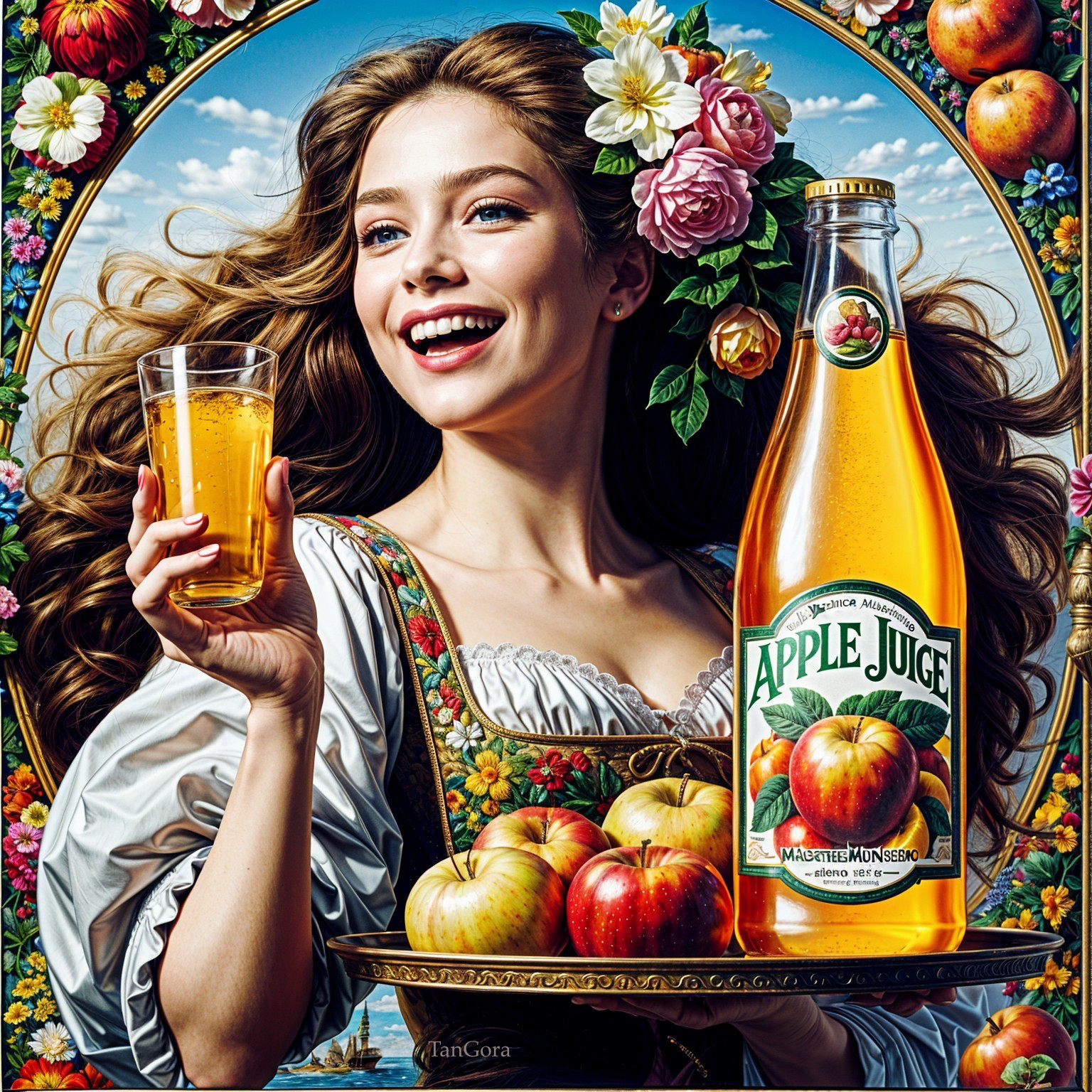 An advertisement for apple juice.