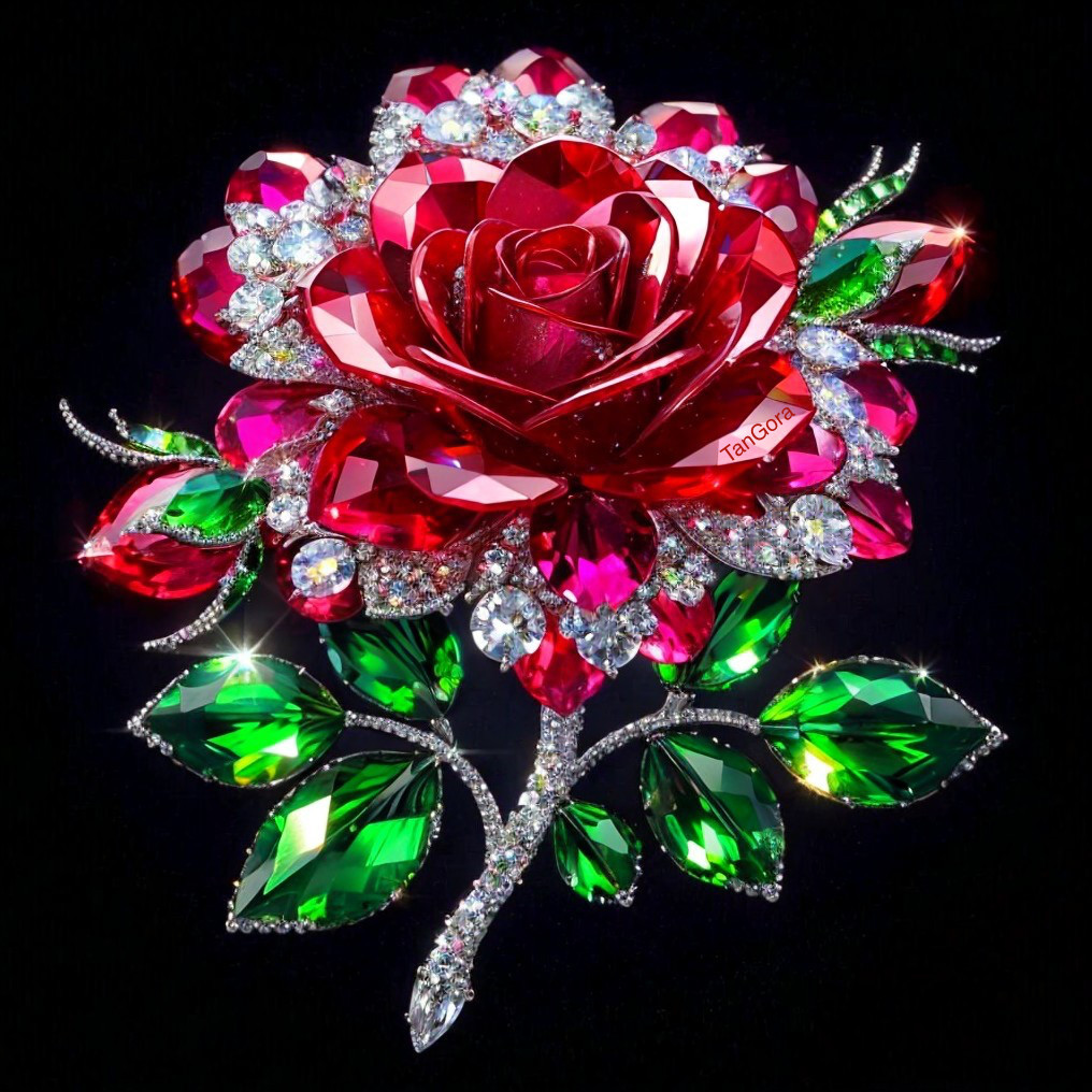 Intricately Designed Rose-Shaped Gem Brooch