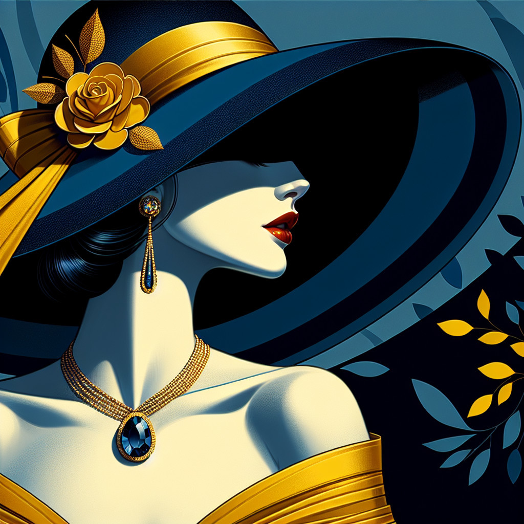 Vintage-Inspired Art of a Stylish Woman with Hat