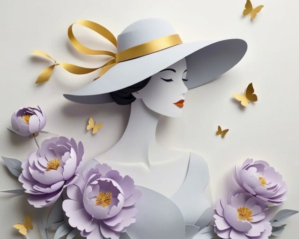 Delicate Paper Cut Art of Woman with Elegant Hat