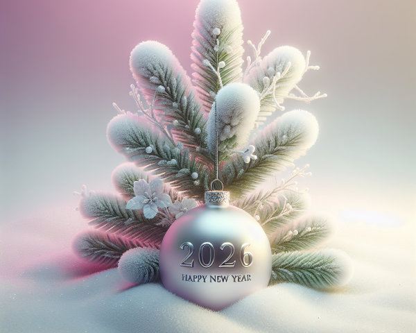 Miniature Christmas Tree with Snow and Silver Ornament