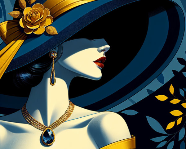 Vintage-Inspired Art of a Stylish Woman with Hat