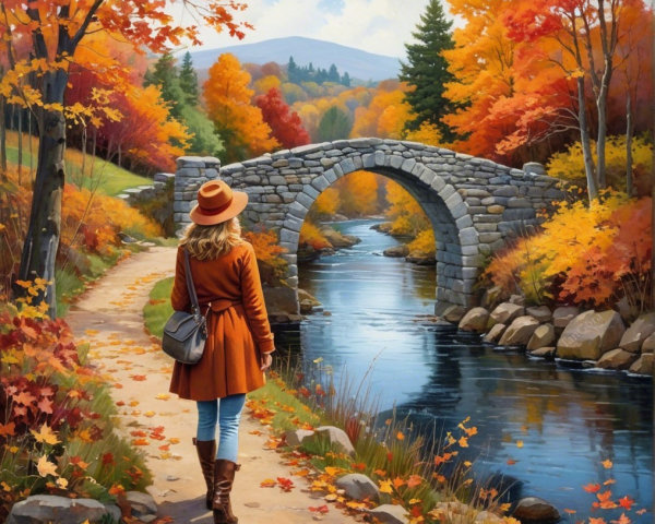 Serene Autumn Scene by a Tranquil River Path