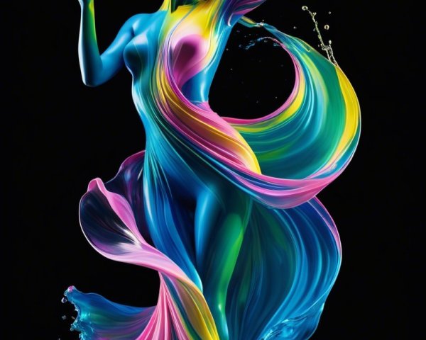 Colorful Liquid Dance with Black Background