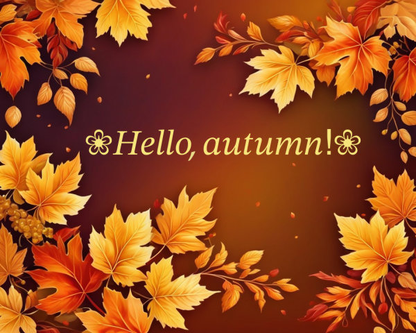 Autumn-Themed Background with Leaves and Warm Hues