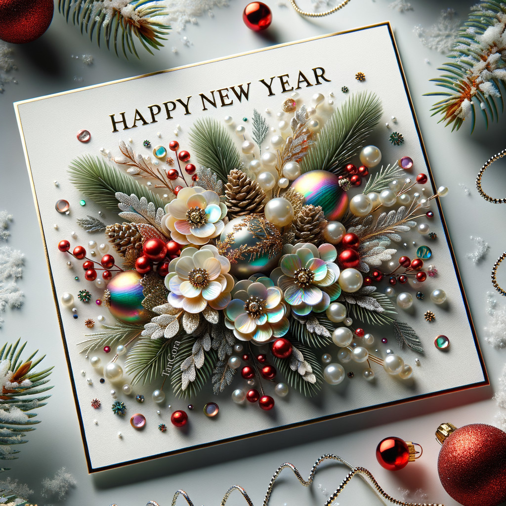 Intricate New Year Greeting Card with Festive Design