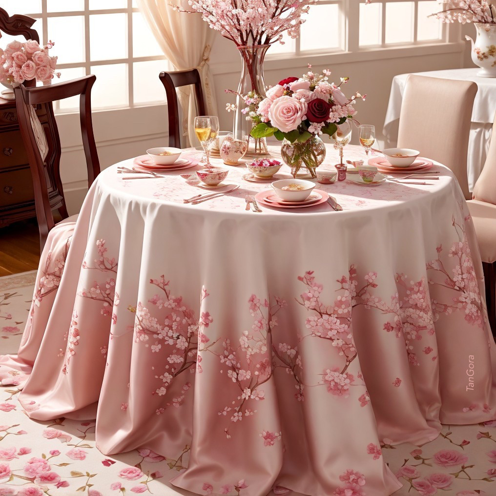 Elegant Dining Table with Cherry Blossom Decor