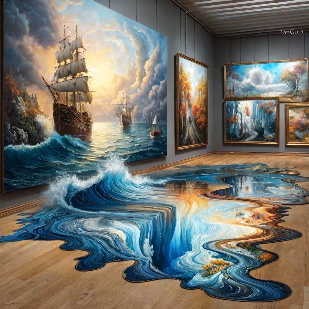 Art Gallery Showcasing Landscapes and Seascapes