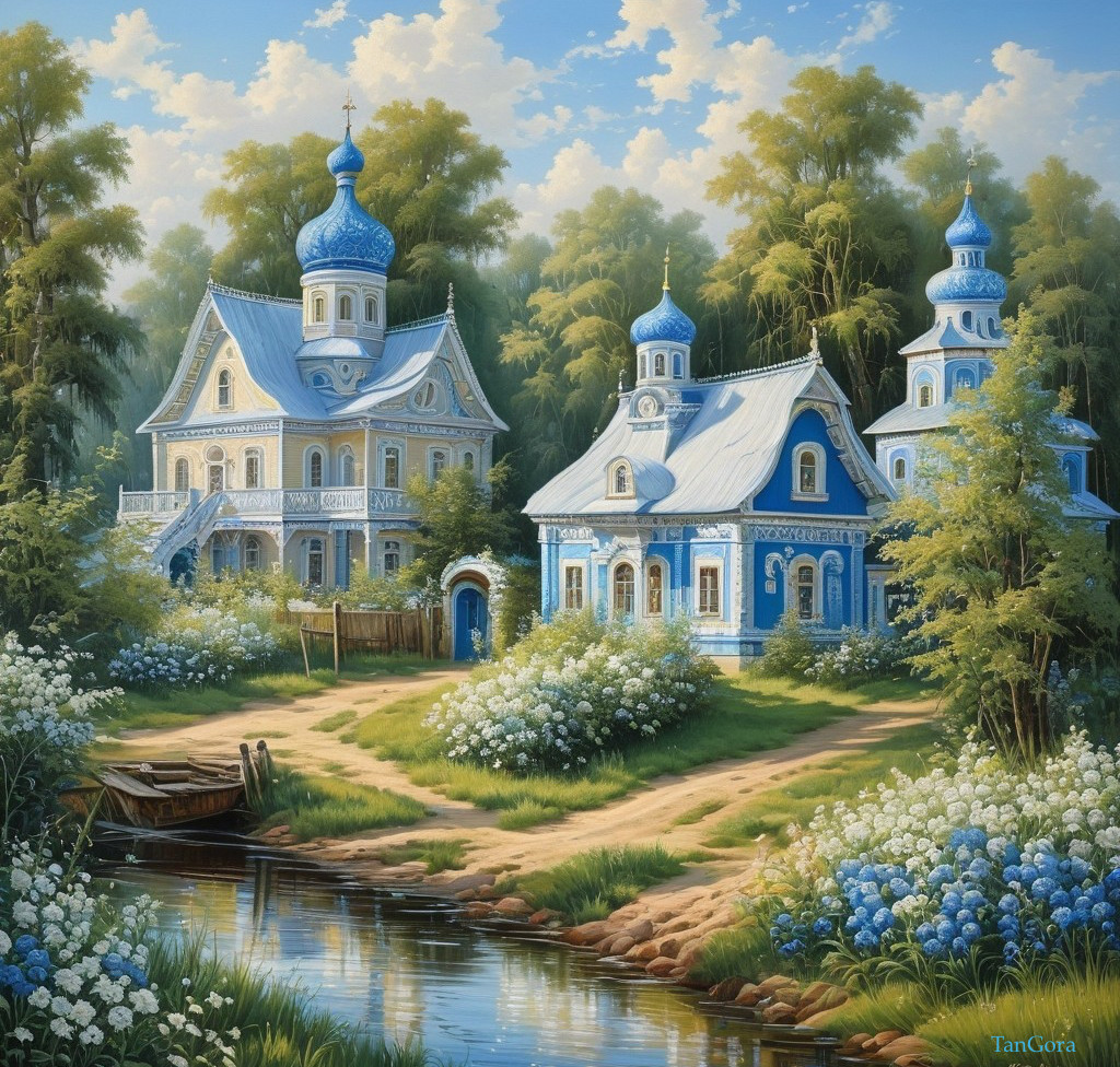 Charming Multi-Domed Houses in Serene Landscape