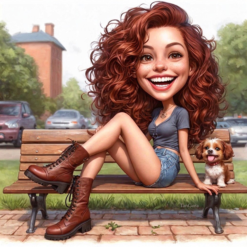 Cheerful young woman with dog in sunny park setting