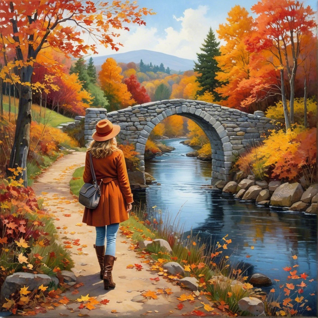 Serene Autumn Scene by a Tranquil River Path