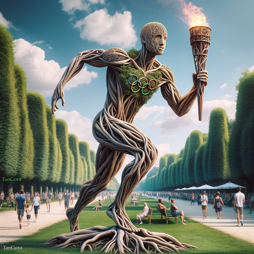 Anthropomorphic Tree Roots Figure with Olympic Torch