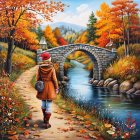 Serene Autumn Scene by a Tranquil River Path