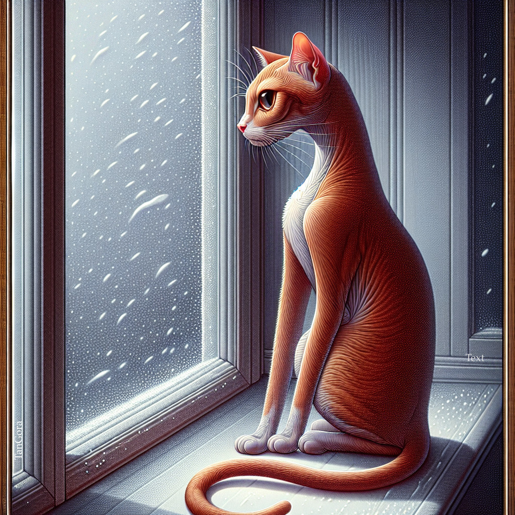 Orange Cat Gazing at Rain by a Window