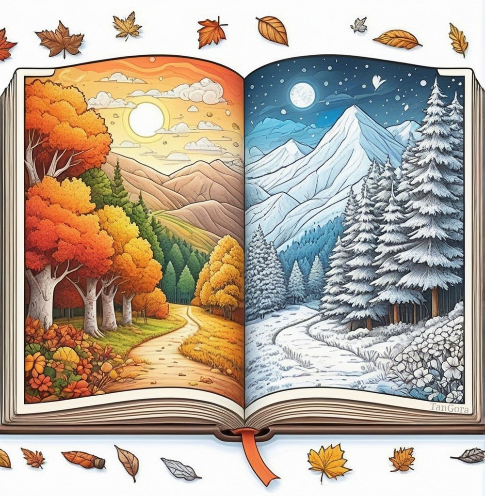 Seasonal Transition in an Illustrated Open Book