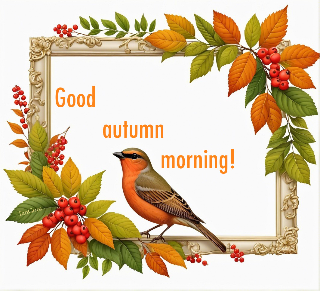 Autumn-Themed Illustration with Leaves and Bird
