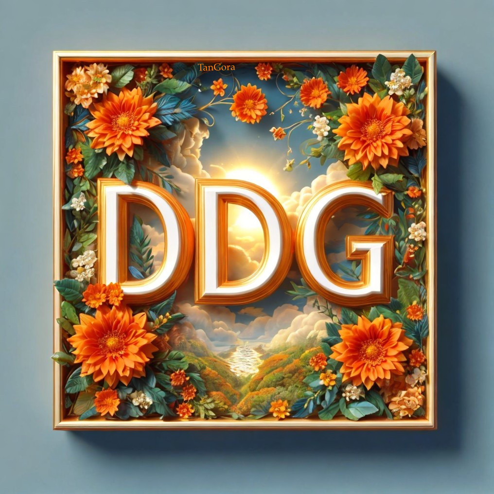 Vibrant Design of "DDG" Framed by Orange Flowers